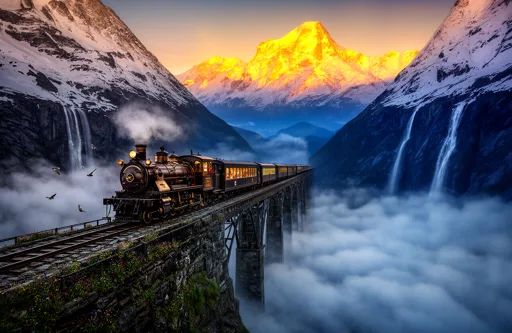 An old beautifully preserved steam train travel..., artwork by sundaram123krishnan